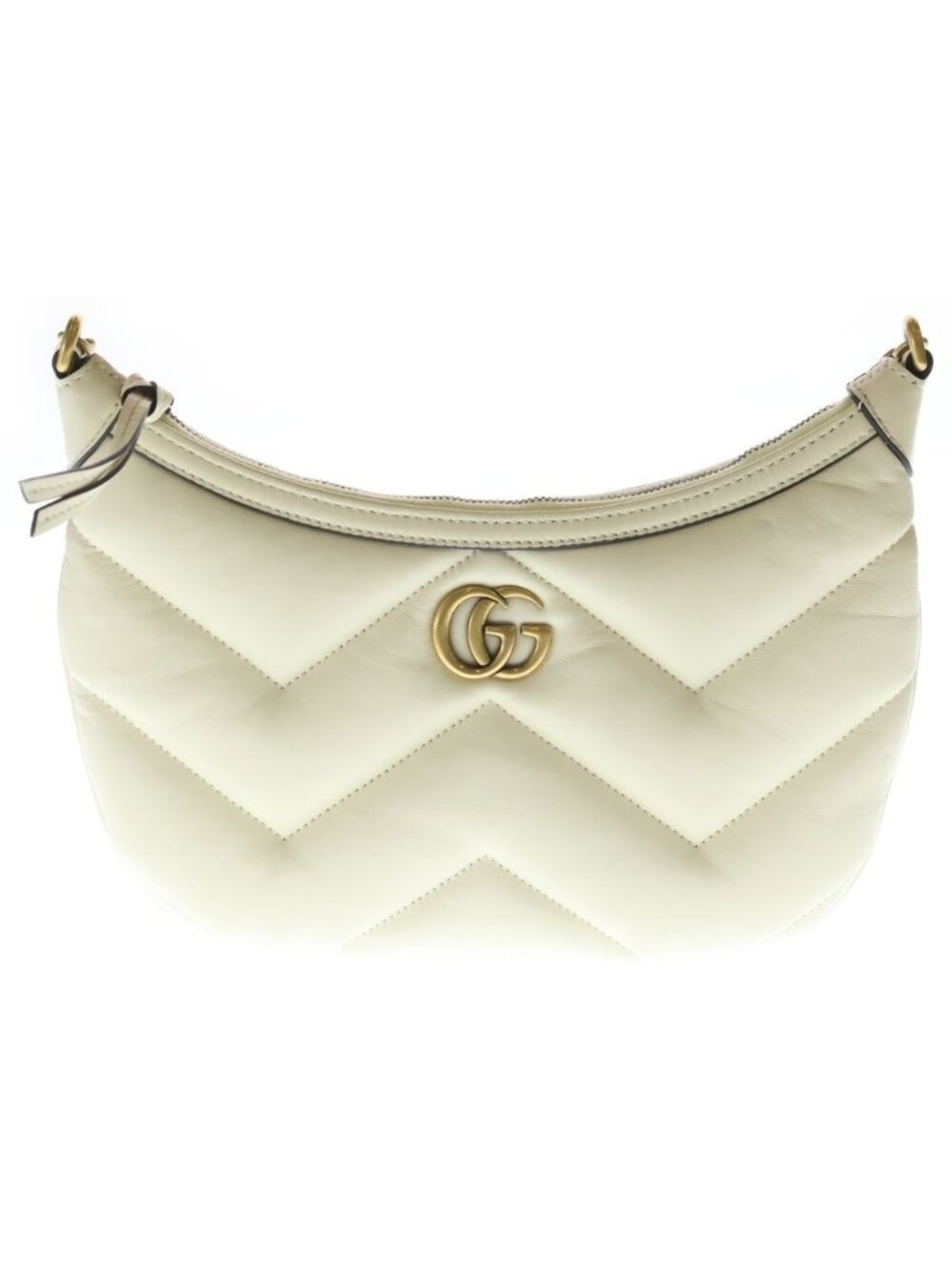 Gucci GG Marmont Small Shoulder Bag White Leather Gold